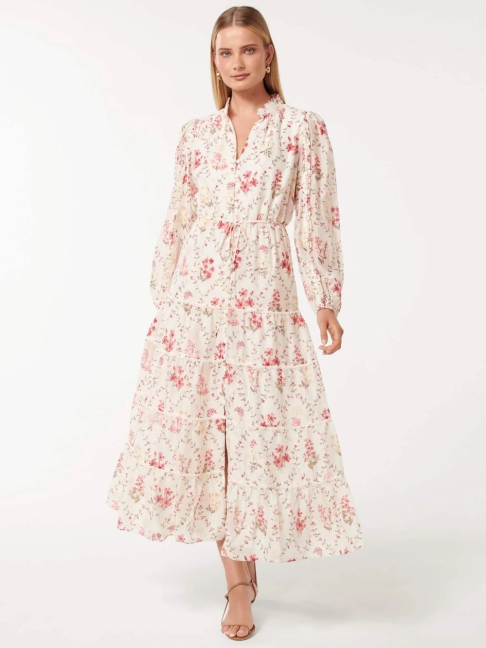 Jessie Button-Down Floral Print Midi Dress